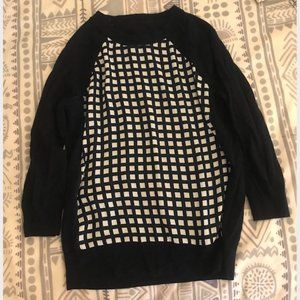 J Crew Navy Sweater w/ Checkered Front Panel XS